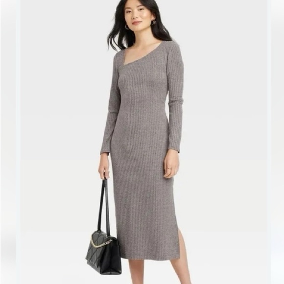 a new day Dresses & Skirts - ✨2/$10✨ A New Day Elegant Purple Ribbed Knit Dress NWOT Size M